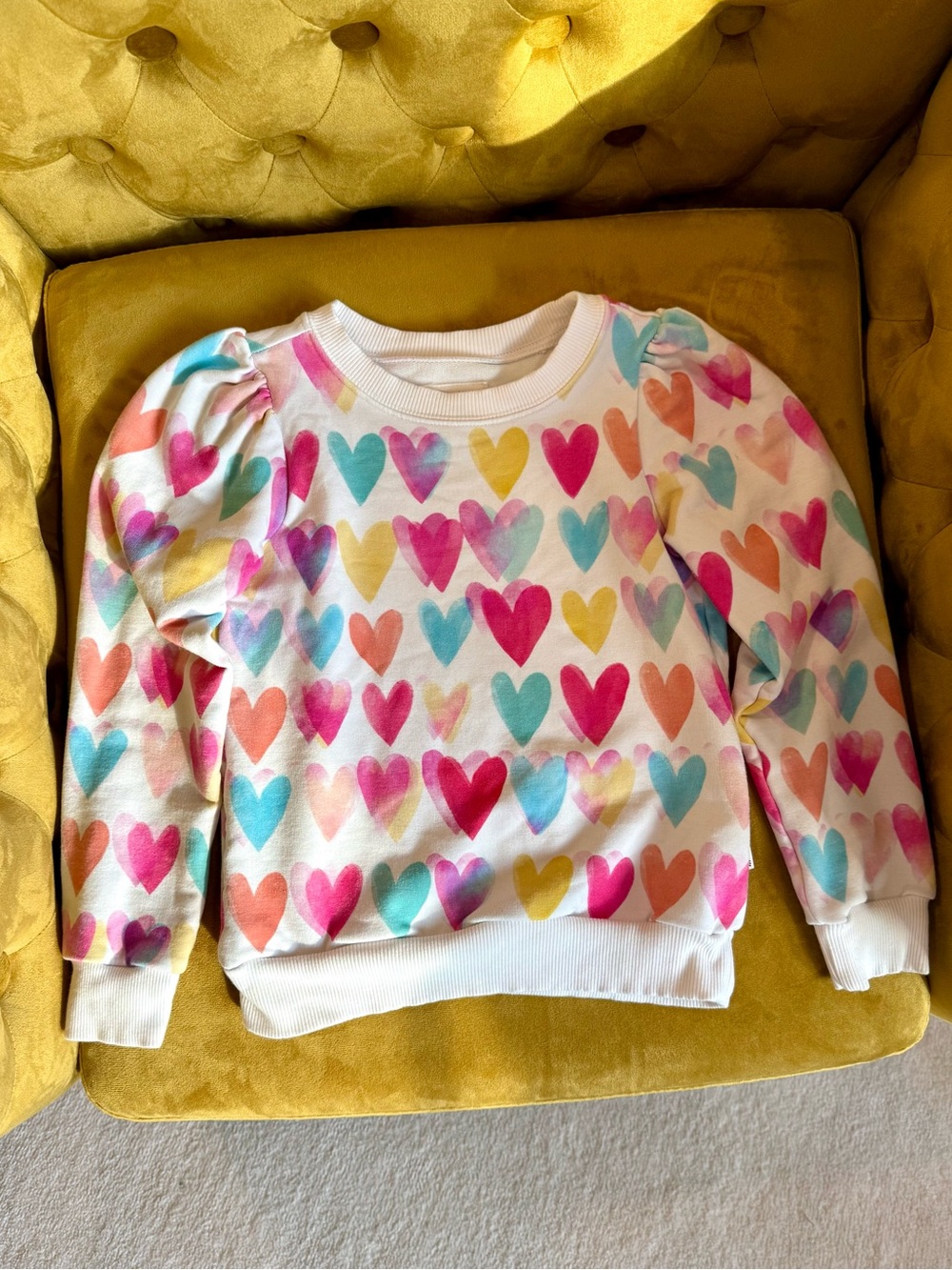 Little Sleepies Watercolor Love Puff Sleeve Crewneck Size 5 little kids